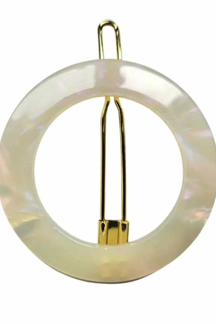 Barrette ronde nacre Pince & Elastique