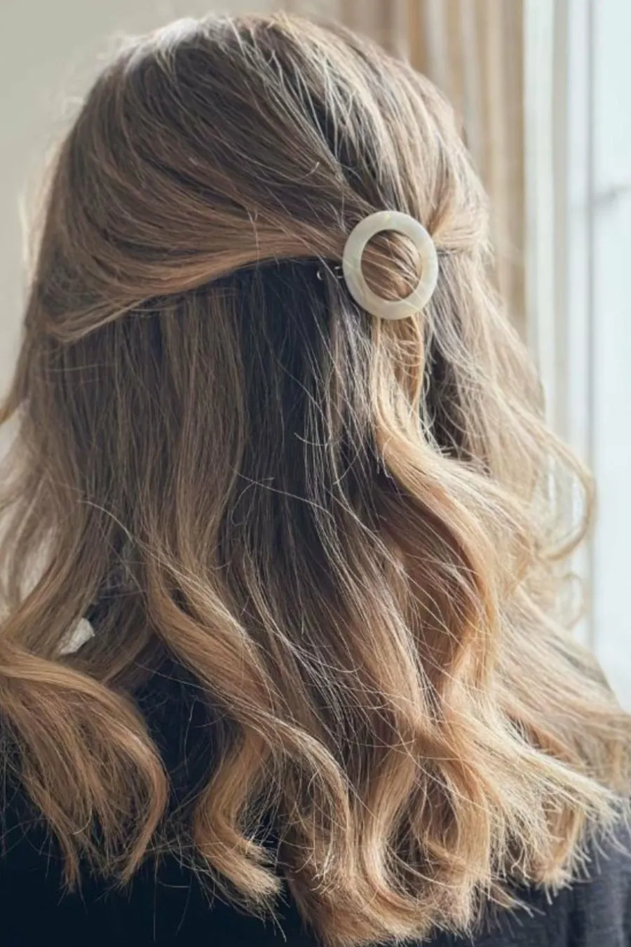 Barrette ronde nacre Pince & Elastique
