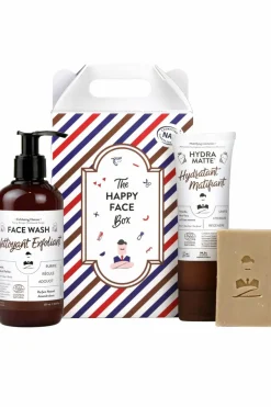 Sale Coffret de soin visage pour homme Happy Face Homme Coffret Soin Visage|Nettoyant, Masque & Gommage