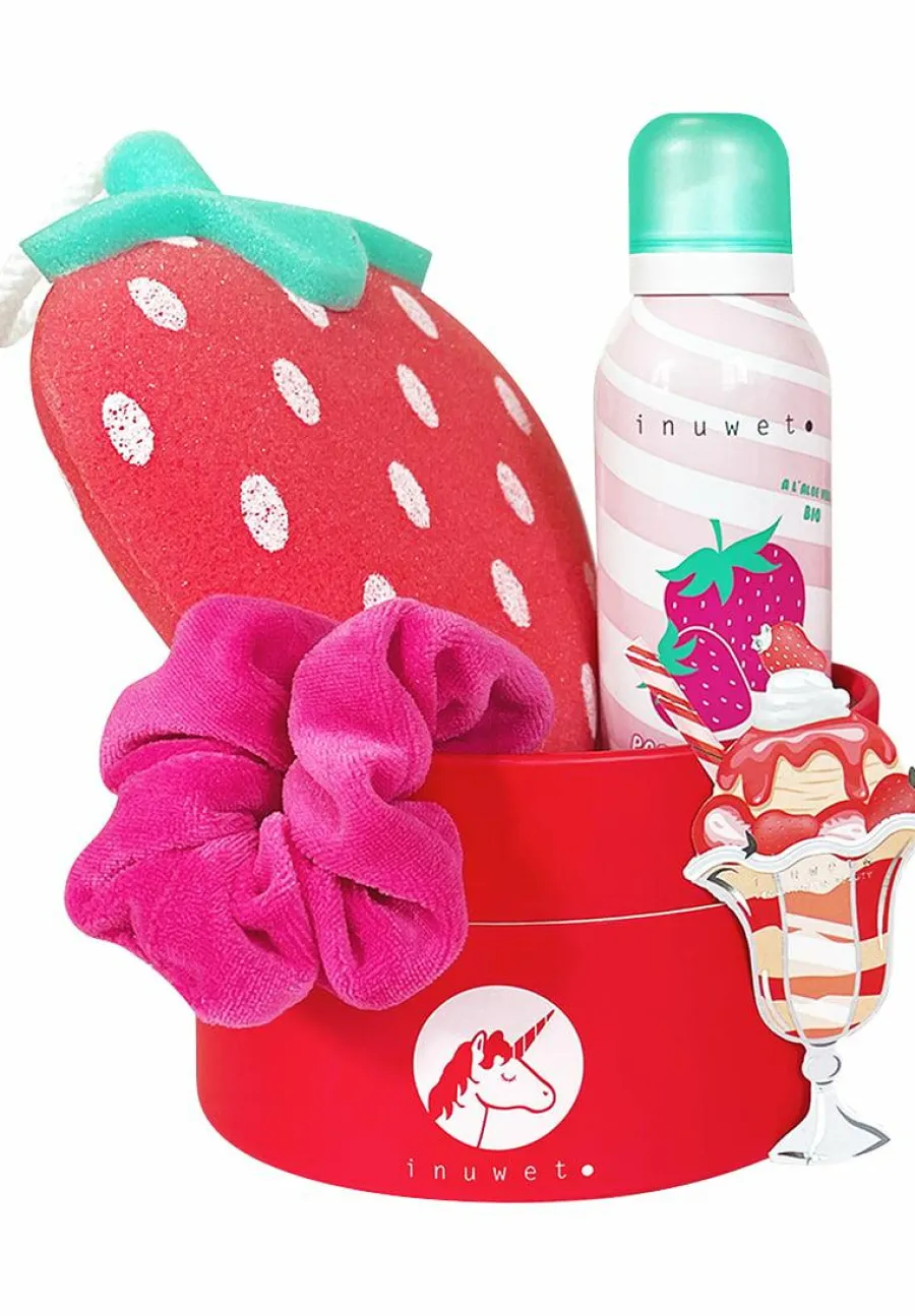 Coffret mousse de bain, éponge & chouchou Fraise Coffret Corps & Bain