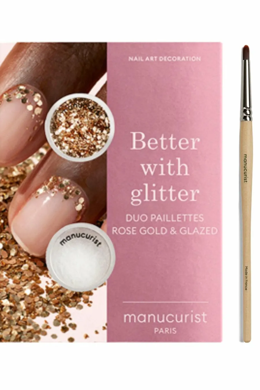 Hot Kit duo de poudre à effet et paillettes + son pinceau applicateur paillettes Rose Gold edition Accessoires Ongles|Vernis À Ongles