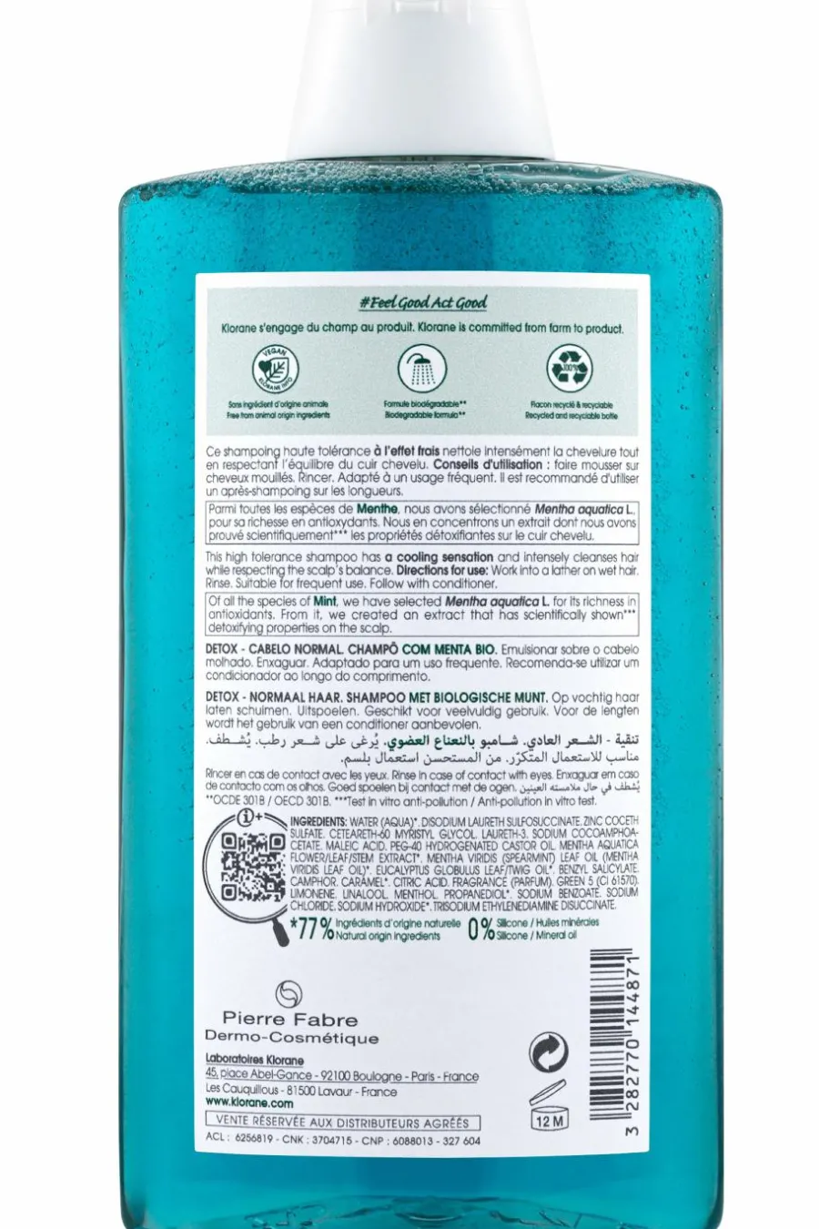 New Shampoing détox à la Menthe aquatique bio pour cheveux normaux Shampoing